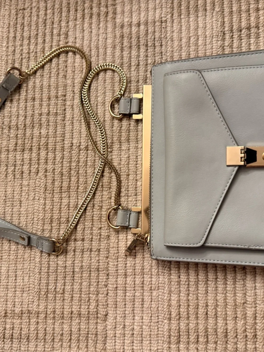 Zara Light Gray Crossbody Bag with Gold Hardware